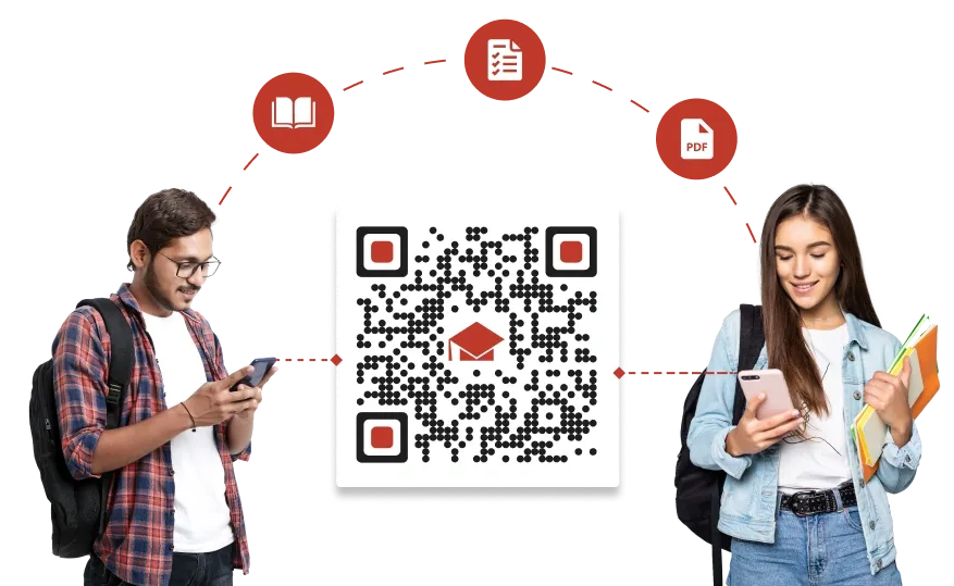 QR Code in education allowing students to share study materials, promoting collaboration and peer-to-peer learning.