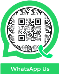Example of an eye-catching WhatsApp QR Code frame template generated by Scanova's QR Code frame feature.