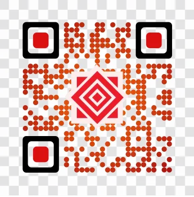 Custom QR code with transparent background, suitable for seamless integration into various designs and marketing materials.