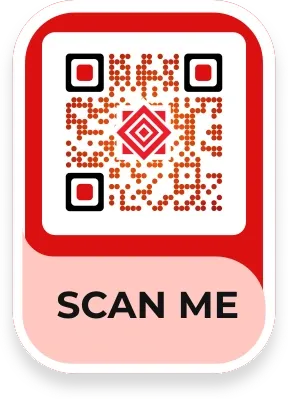 Custom QR code with a 'Scan Me' frame, showing feature to add appealing frames directly for better presentation.