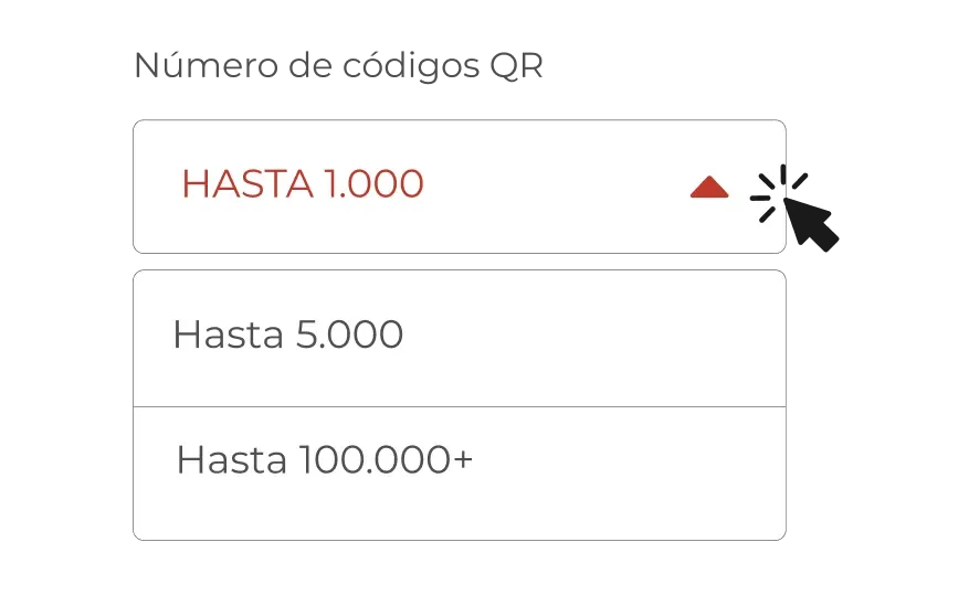 Imagen que muestra al usuario eligiendo la cantidad de códigos QR según su elección.
