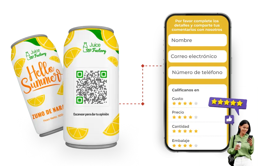 User scanning QR Code on product packaging to provide feedback.
