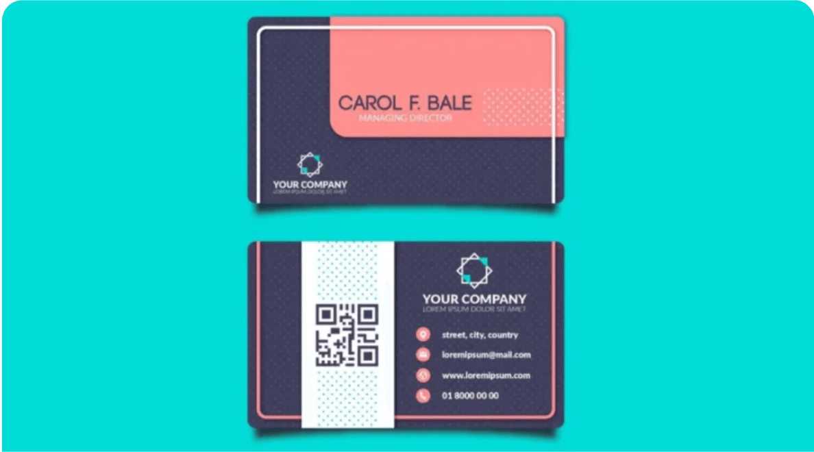 Una persona escanea una tarjeta de visita escaneable con un teléfono inteligente, que abre una tarjeta digital detallada creada con ScanOva.