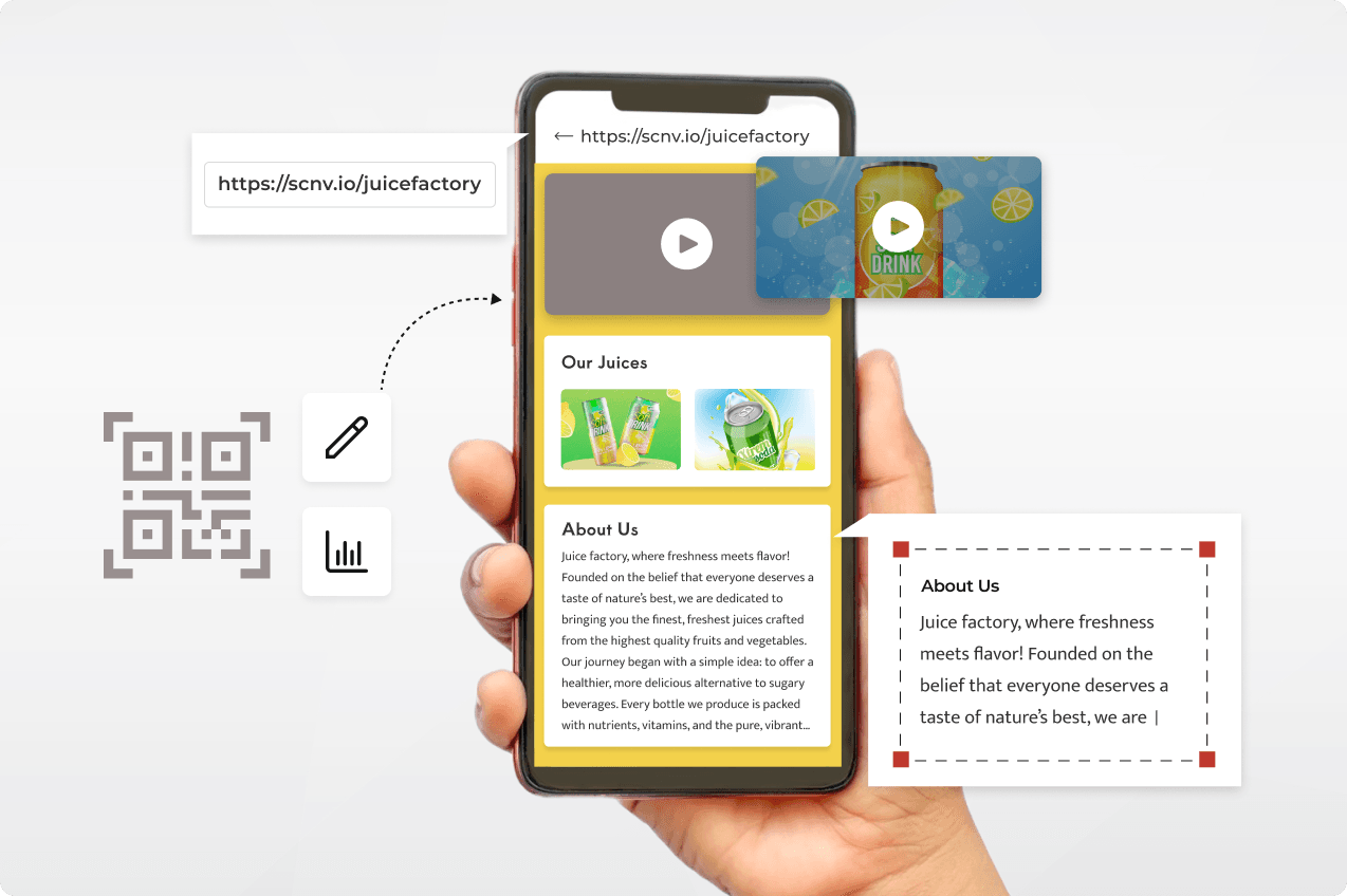 Customer scanning a Dynamic QR Code to view product details