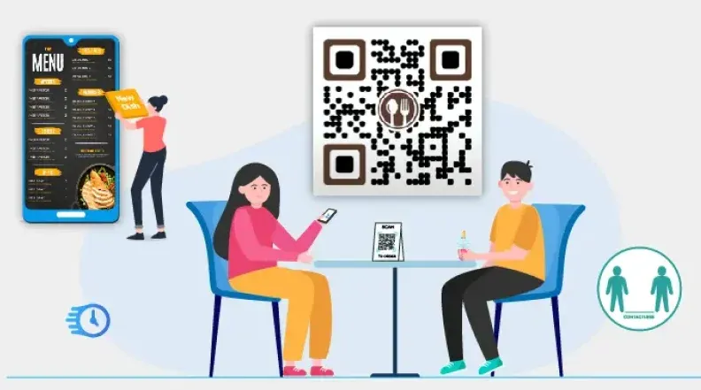 Visual depicting customers securely accessing information via QR Codes
