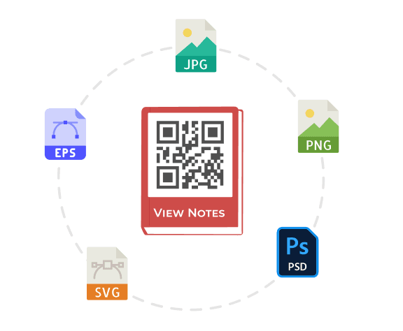 QR Code frames can be downloaded in different sizes and formats, making it adaptable for both print and digital media.