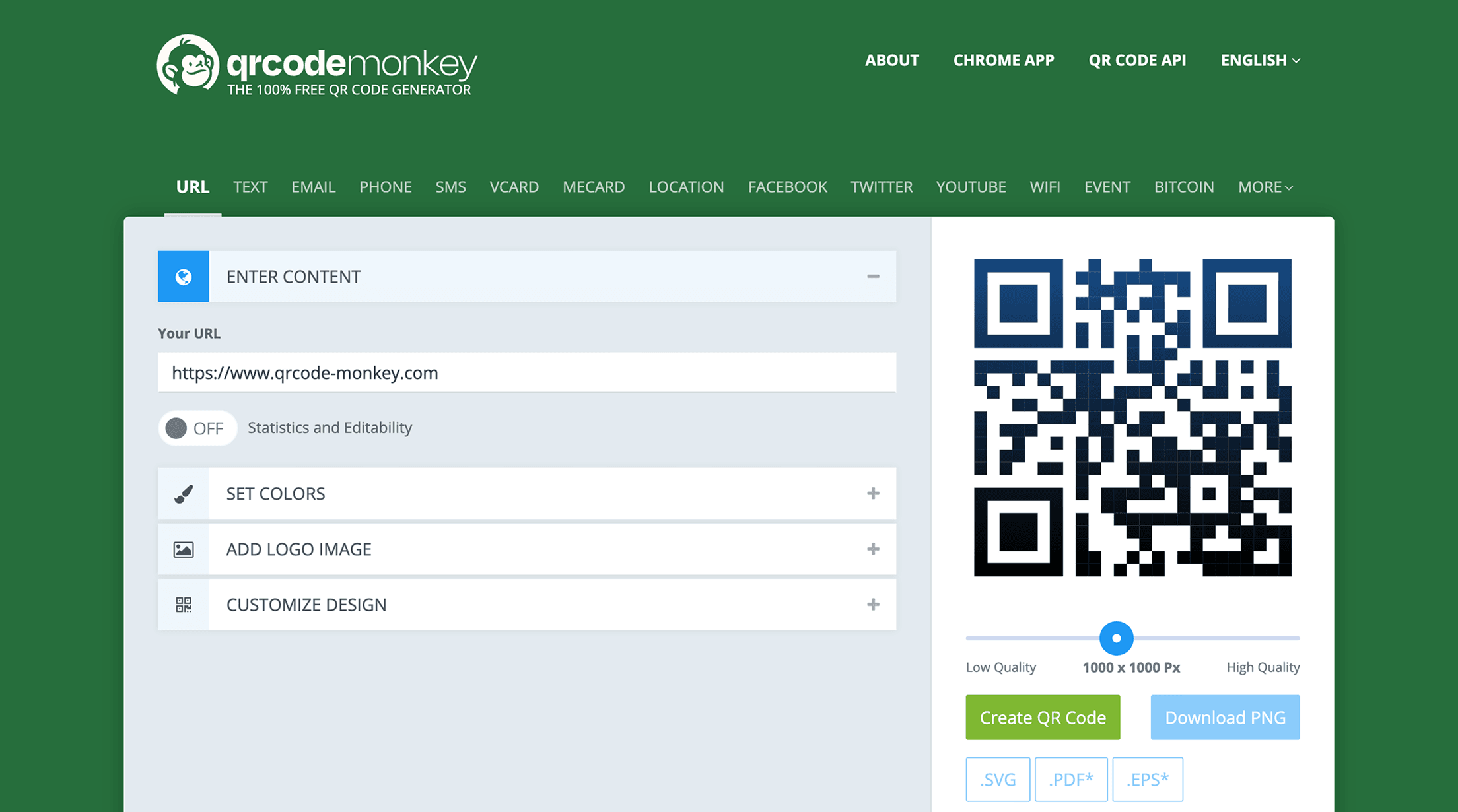 Interfaz de usuario de QR Code_Monkey