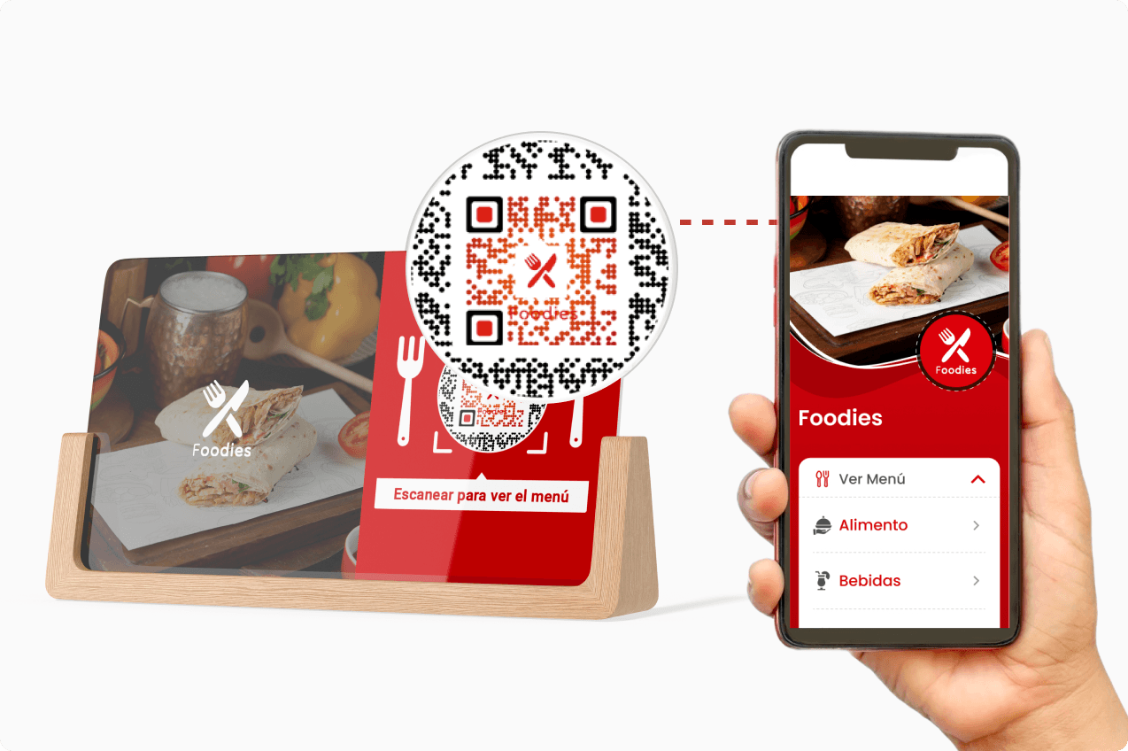 Los huéspedes escanean el código QR del restaurante Scanova para ver el menú de comidas y bebidas.