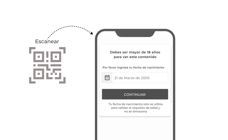El público objetivo deberá ingresar su fecha de nacimiento y solo podrá continuar si tiene más de la edad mencionada.