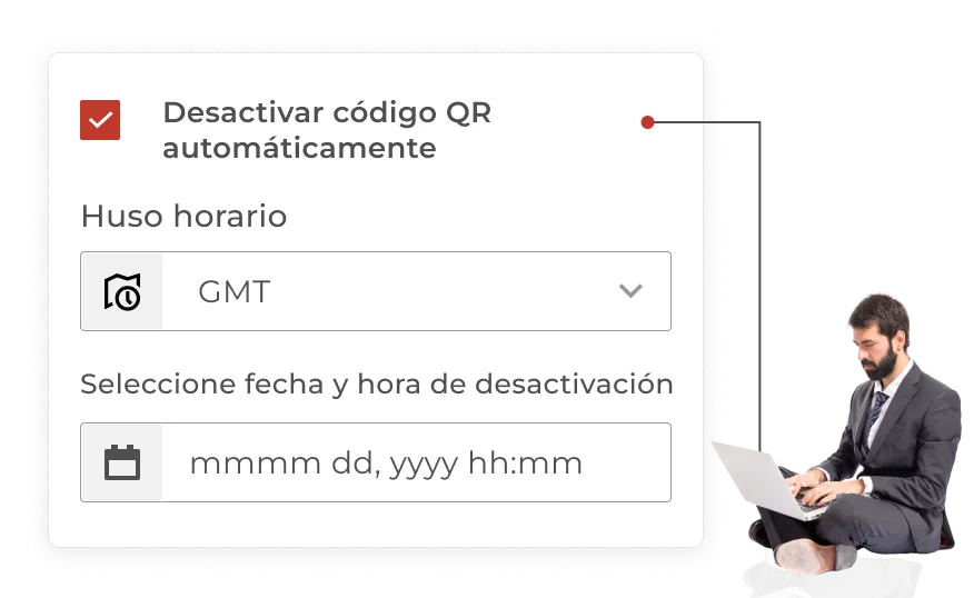 Persona configurando la desactivación automática de su código QR.