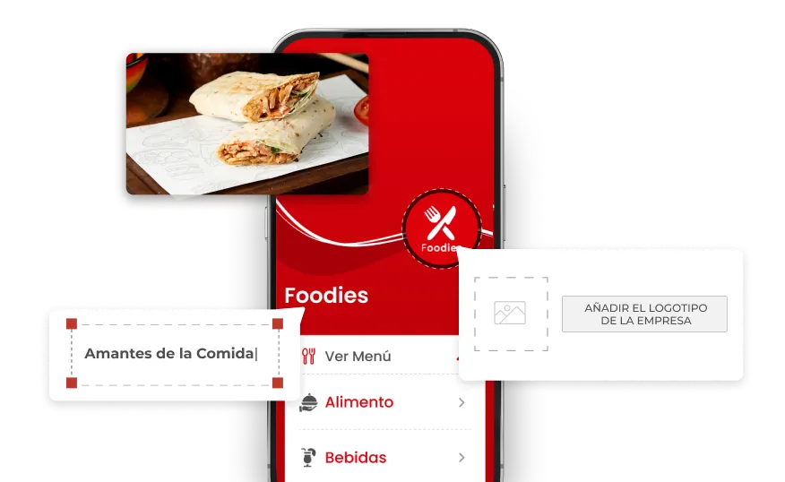 Página de inicio del código QR del restaurante Scanova con imagen, logotipo, sección de menú, etc.