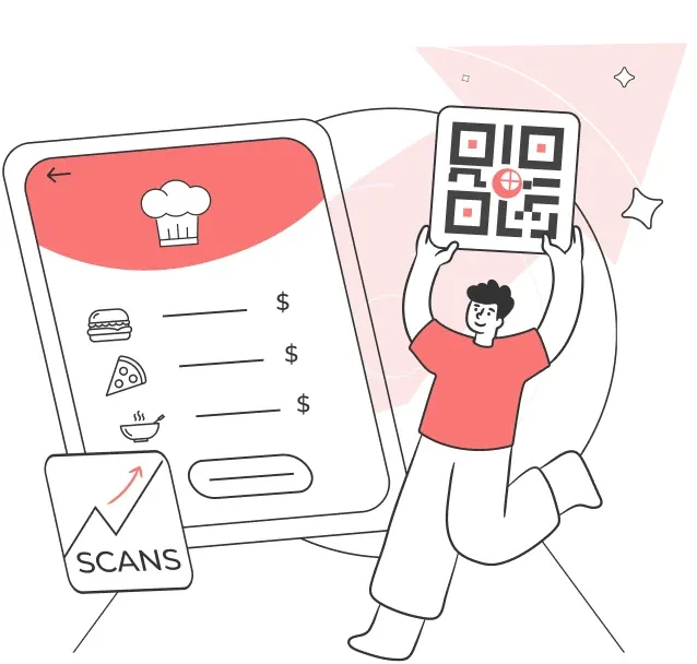 QR code leading to a custom restaurant landing page, showcasing Scanova’s QR code features for tailored customer experiences.