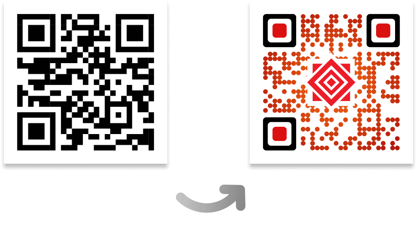 Códigos QR simples en blanco y negro versus códigos QR personalizados.