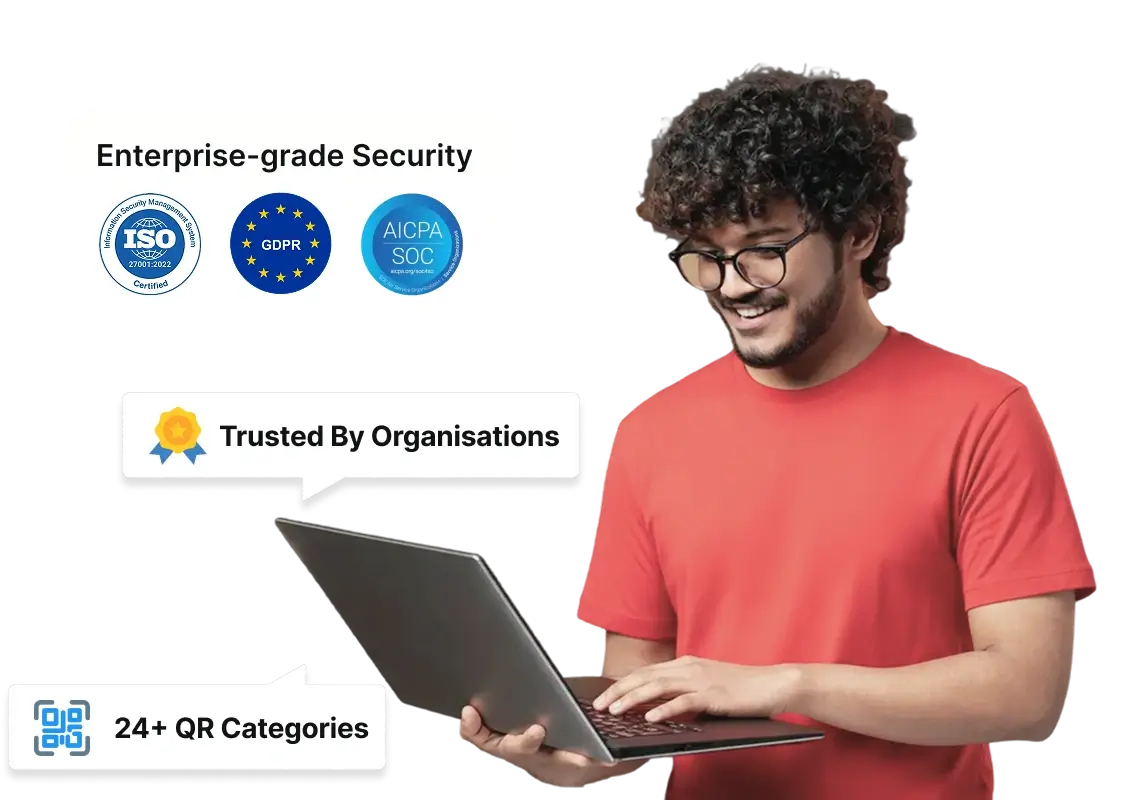 Scanova ofrece más de 24 categorías de códigos QR y seguridad de nivel empresarial (cumplimiento de ISO/IEC 27001:2022, GDPR y SOC2)