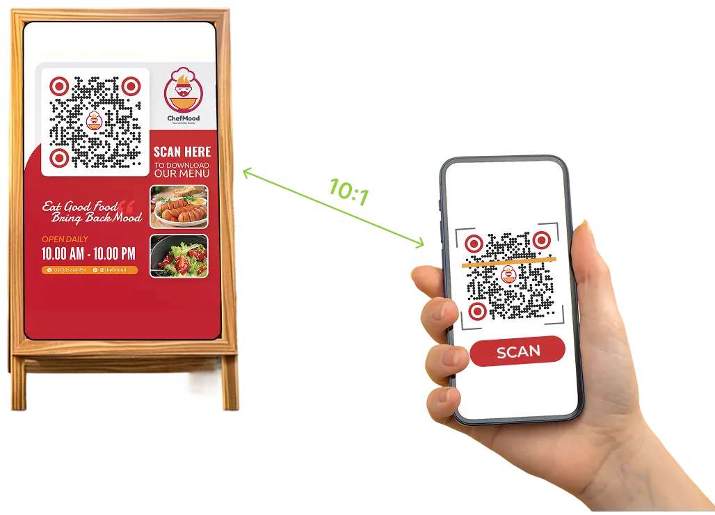 A scannable QR Code in action