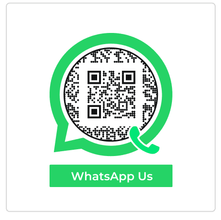 Example of an eye-catching WhatsApp QR Code frame template generated by Scanova's QR Code frame feature.