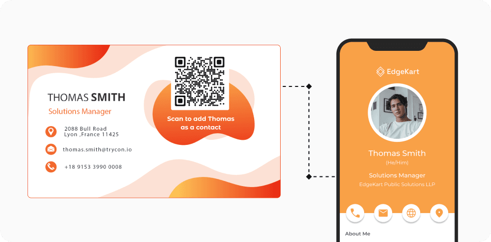 Individual scanning a Business Card QR Code to quickly access professional details