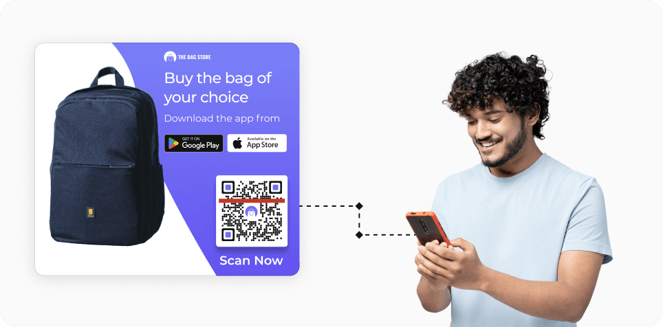 Customer scanning a QR Code to download the app and avail special offers