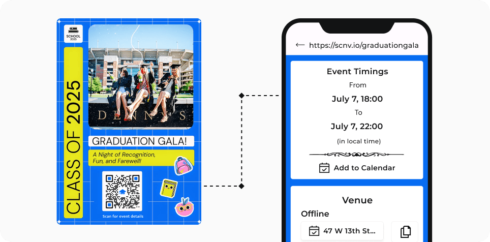  Student scanning an Event QR to know more about the graduation ceremony