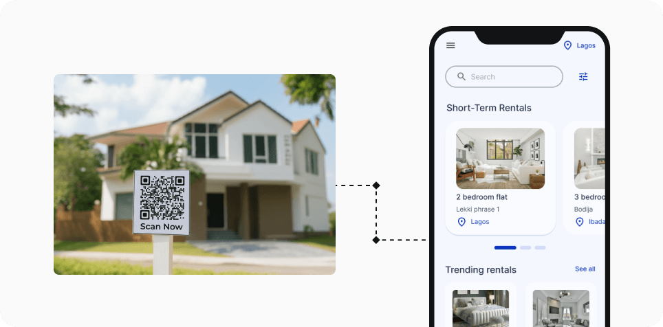 Potential buyer scanning the QR Code to download an app and property details