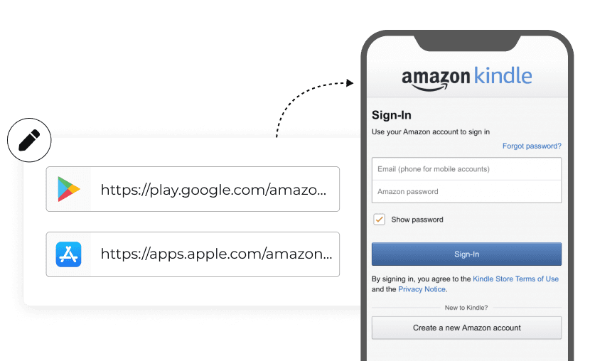 User editing Google Play and App Store links