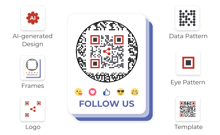 A customized Social Media QR Code with logo, custom text, frame, and more