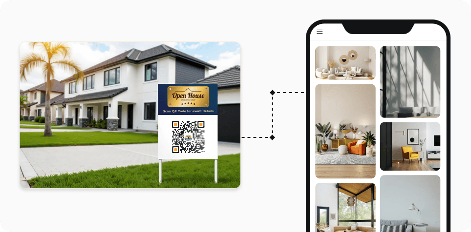 Potential buyer scanning the QR Code outside a property to access high-quality images of the property