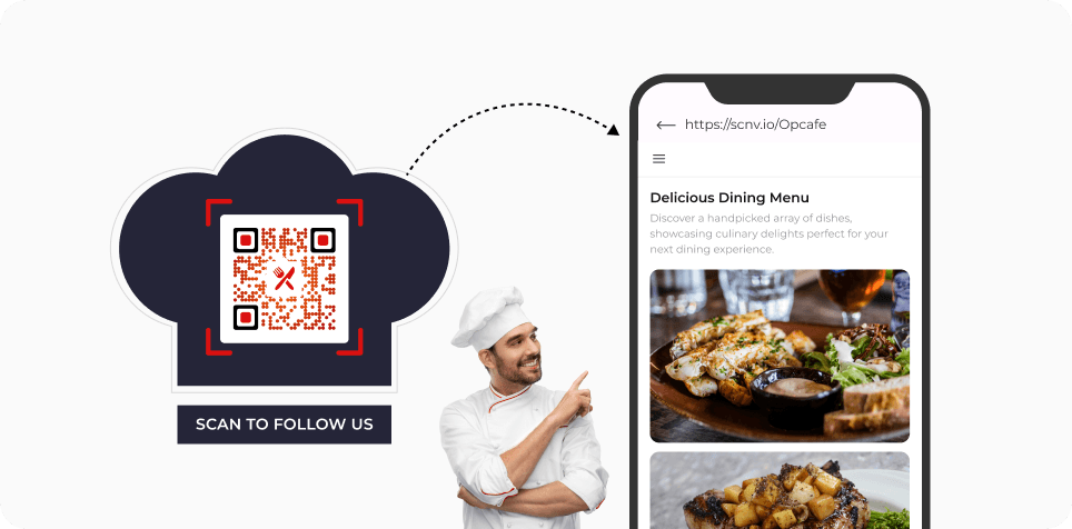 Scanning the QR Code leads to images of various dishes in the menu
