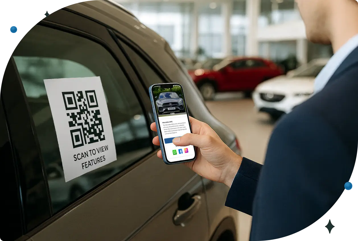 Potential buyer scanning a car QR Code to know more
