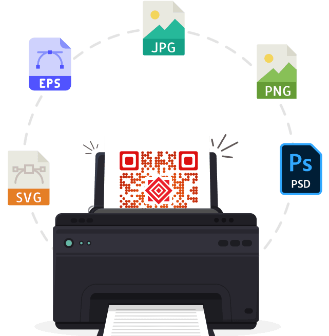 Export your Static or Dynamic QR Codes as high-resolution images in a format of your choice.