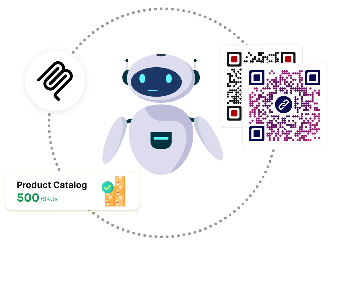Agente de IA que utiliza la integración de MCP para generar de forma masiva códigos QR dinámicos para un catálogo de productos de 500 SKU