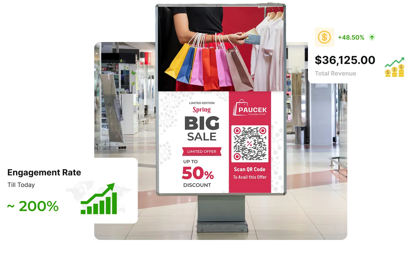 A trackable, Dynamic QR Code outside a retail store