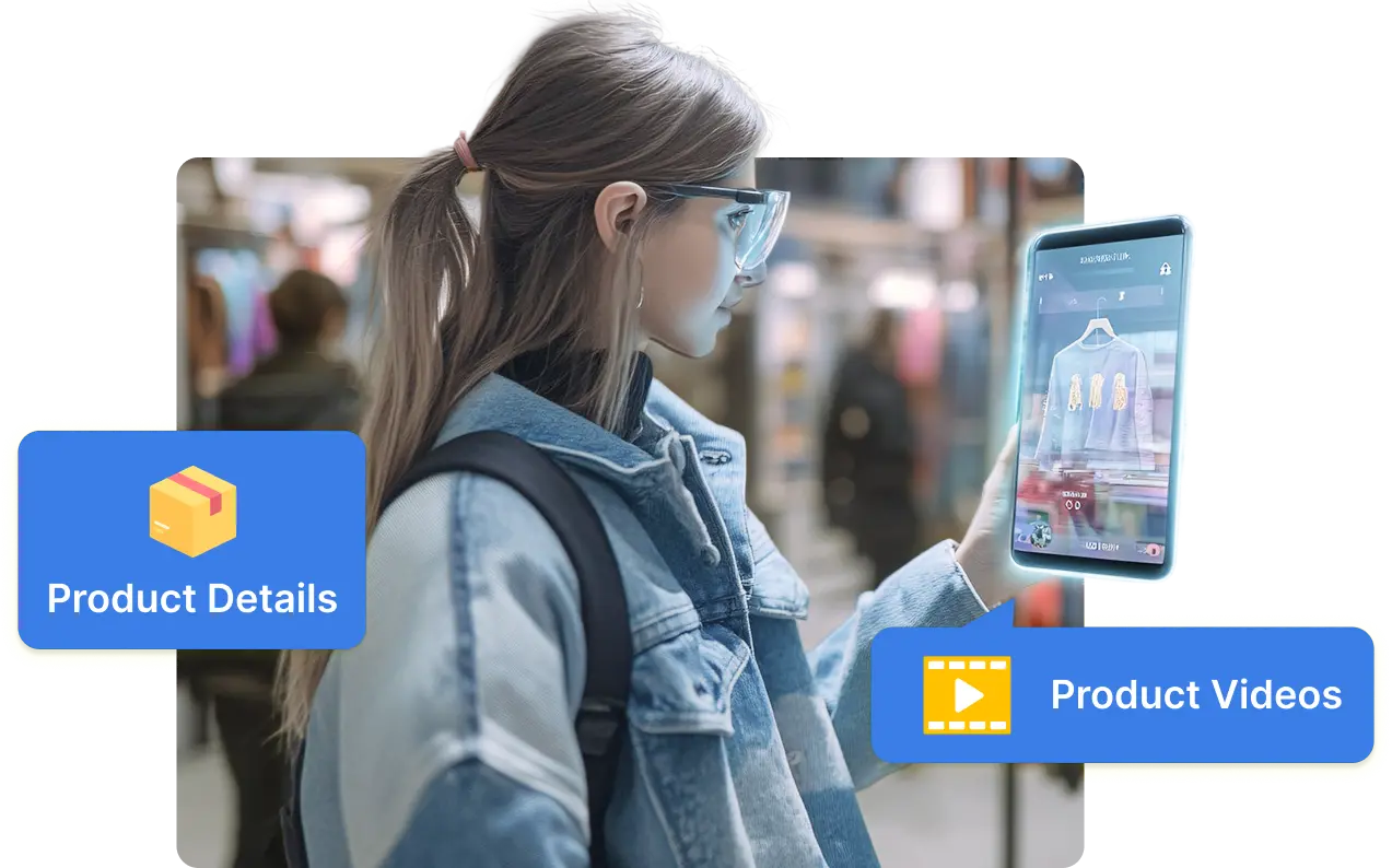 Customer scanning a QR Code to access product details and videos