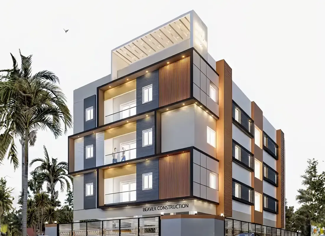 Außengestaltung des Gebäudes der Beaver Construction Company