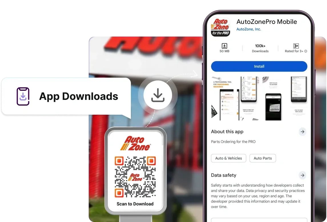 Customers conveniently downloading the AutoZone app via Scanova's QR Codes