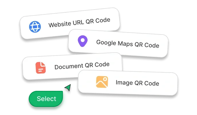 User selecting a QR Code category